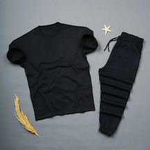 FiftyColor 2 Li Oversize Siyah Tshirt-Siyah Eşofman Kombin DÜZ