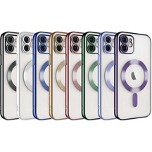 Zeyline Apple Uyumlu iPhone 12 Kamera Korumalı Magsafe Wireless Şarj Özellikli Zore Demre Kapak-gold