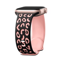 Apple Uyumlu  Watch 44 45 46mm Leopar Desenli Yumuşak Silikon Kordon Seri 2 3 4 5 6 Se 7 8 9 10