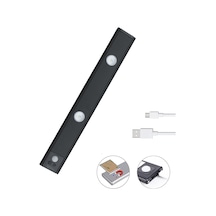 Siyah Sensörlü, Mıknatıslı -3 Işık Renkli / Usb Şarjlı Aplik Siyah