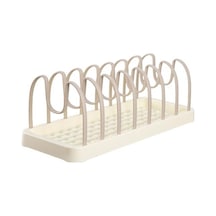 Açık Kahve Bulaşıklık Organizatör Çok Fonksiyonlu Ayrılabilir U Şeklinde Oluk Tencere Kapağı Drenaj Tutucu Bardak Kurutma Rafı Mutfak Aksesuarları Açık Kahverengi