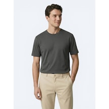 Kip Koyu Haki Düz T-shirt