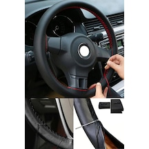 Kia Picanto 2004-2011 Uyumlu Direksiyon Kılıfı Dikmeli Siyah Deri Kırmızı Dikişli