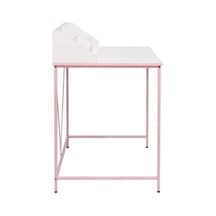 Retro Metal Ayaklı Bölmeli Çalışma Masası-pembe/beyaz 90x75x50 Cm Abanoz - Beyaz