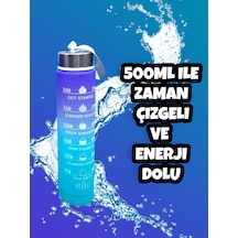 Motivasyonel Su Matarası Mor Suluk 500ml Spor Salonu Su Şişesi
