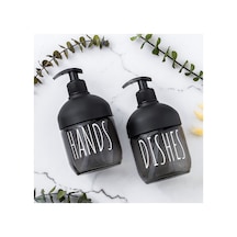 Buççin Online Mağaza C-527 2'li Cool Sıvı Sabunluk Seti - Mutfak-banyo Tezgah Üstü Temizlik Seti - Siyah Cam 425 Ml Cam S Çok Renkli