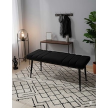 Özcan Metal Siyah Metal Ayaklı Metal Kasalı Bench Mutfak Salon Antre Yatak Odası Balkon Puf Bank Siyah