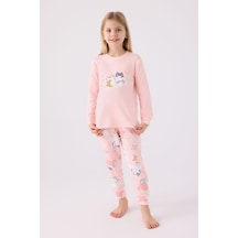 Rolypoly Kız Çocuk Pembe Uzun Kol Pijama Takım Pembe