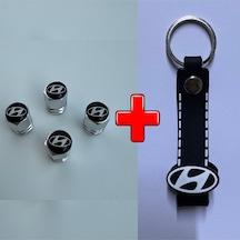 Hyundai İ30 İle Uyumlu Logolu Alüminyum Sibop Kapağı Ve Silikon Anahtarlık