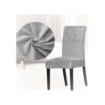 Açık Gri Kadife Sandalye Kılıfı Örtüsü 6 Adet Gri - 66715909 Gri
