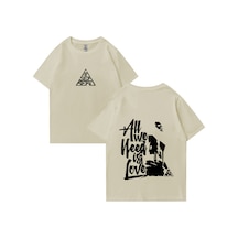 Flood Of Style Sıcak Cancerbero Tüm İhtiyacımız Aşk T Shirt Erkek Kadın Vintage Hip Hop Streetwear Gevşek Kı Bej