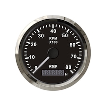 KUS Devir Göstergesi 8000 RPM Siyah 12/24V 85 MM
