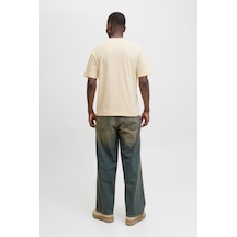 Jack & Jones Erkek Jornorrebro Emb Tee Ss Crew Neck Nakışlı Tişört Krem