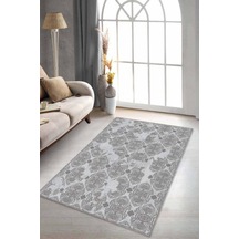 Kahverengi Damask Desen Kaymaz Tabanlı Dekoratif Halı Al002n11