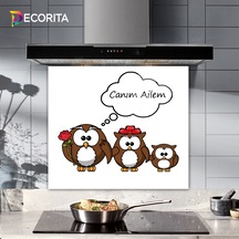 Decorita Sevimli Baykuş Ailesi | Ocak Arkası | 52cm x 60cm