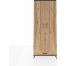 Arges Dolap 3 Raflı Tek Çekmeceli Tek Askılı 88x30x221 Antrasit-çam Antrasit