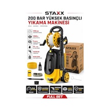 Staxx Xm200bar 200 Bar Basınçlı Yıkama Makinesi Bakır Motor Köpük Tabancalı Set Oto Bahçe Yıkama
