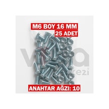 M6x16 Altı Köşe Cıvata + Somun Takımı Çinko Kaplı 25 Adet Takım 1