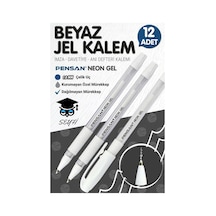Pensan Neon Jel Kalem Tükenmez Kalem 1 Mm Beyaz 12'li Çok Renkli