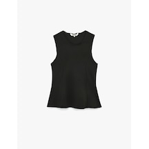 Koton Slim Fit Bisiklet Yaka Kolsuz Bluz Siyah 6sak10030ek