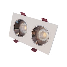 Beyaz Krom Çiftli Sıva Altı Spot Cob Led Armatür GU10 5W Gün Işı