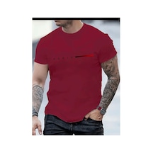Medinenur Paris Yazı Detaylı Basic T-shirt Kırmızı