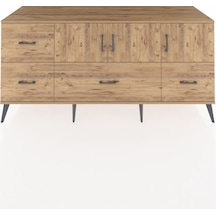 Kronos Konsol 4 Raflı 4 Çekmeceli 3 Kapaklı 176x59x83 Çam-çam/çam Çam/çam
