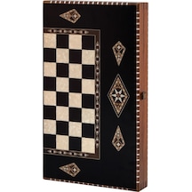 King Tavla Geniş Siyah Masif Ahşap Çerçeve 52 X 30 X 8 Cm 30 Parça Oyun Seti