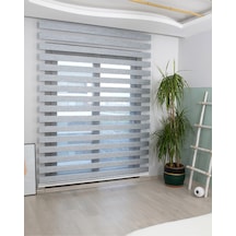 İncilifehome Bambu Kumaş Zebra Stor Perde Gri Alüminyum Kasalı Gri