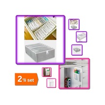 Akordiyon 8 Gözlü L Beden Çekmece Düzenleyici + Dolap Kapağına Asılabilir Organizeri - 2li Set M3b0m Belirtilmemiş