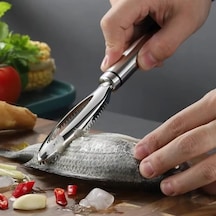 Sunup Sn-29726 Profesyonel Paslanmaz Çelik Balık Pulu Kazıyıcı Ve Çok Amaçlı Sebze Oyacağı 230mm Gri