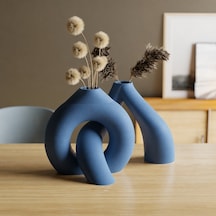 3d Baskı Interlocking Vazo - İç İçe Geçen Dekoratif Vazo-mavi Çok Renkli