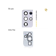 Samsung Galaxy S21 Ultra İle Uyumlu Kamera Lensi Full Gümüş Kamera Lensi Sade Lens Kamera Camı Kamera Merceği