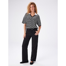 Faik Sönmez Wide Leg Fit Likralı Jean Pantolon W27jpn011 Uw27jpn01110 Siyah