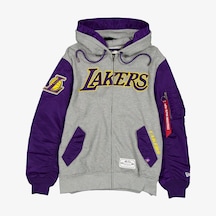 Alpha Industries X New Era Los Angeles Lakers Ma-1 Fermuarlı Unisex Gri Sweatshirt 60684032 2800153