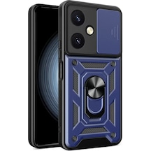 Newface Vivo Y27 Kılıf Pars Lens Yüzüklü Silikon - Lacivert