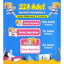 Voleybol Temalı Okul Kreş Kişiye Özel İsim Etiket Seti - Model 540 Çok Renkli