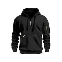 Edwardest 2025 Yeni Kış Erkek Fermuarlı Kapüşonlu Sweatshirt Artı Kadife Ve Kalınlaştırma Siyah