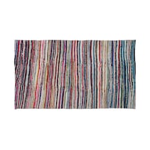 El Dokuması Vintage Yün-pamuk Çizgili Çaput Halı 32474 143 X 250 Cm Çok Renkli