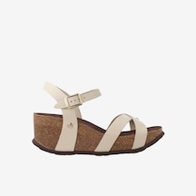 White Sandalet Kadın G106776 Genuins Cannes Embossed Leather Chalk Beyaz