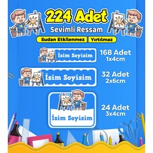 Sevimli Ressam Okul Kreş Kişiye Özel İsim Etiket Seti - Model 495 Çok Renkli