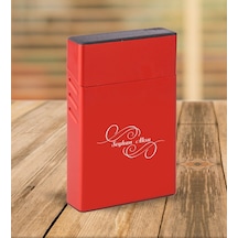 Bk Gift Kişiye Özel Kırmızı Slim Boy Metal Sigara Kutusu-3 Siyah