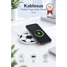 Torima Kablosuz Şarj Cihazı Futbol Topu Görünümlü 15w Hızlı Şarj Pad Mc07 Beyaz