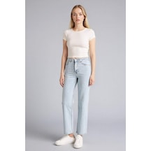 Defacto Comfort Straıght Yüksek Bel Bilek Boy Jean Yıkamalı Pantolon F2150ax26spnm39 Mavi-nm39