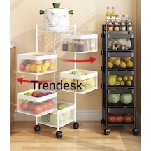 Trendesk 5 Katlı Lux Beyaz Metal Patates Soğan Sebze Meyve Sepeti Sebzelik