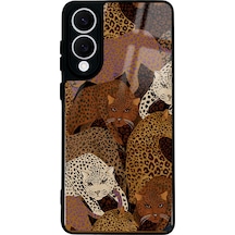 Samsung Uyumlu S25 Edge Leoparlar Tasarımlı Glossy Telefon Kılıfı Çok Renkli