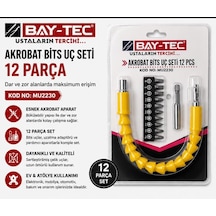 Bay-tec Mu2230 Akrobat Bits Uç Seti 12 Parça Esnek Şaftlı Dar Alan Vidalama Ve Matkap Uç Seti