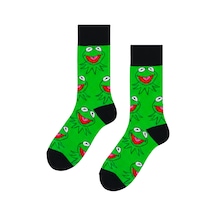 Carnaval Socks Yeşil Kermit Desenli Renkli Çorap Çok Renkli