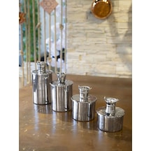 Bakır Baharat Seti Objeli Model 4'lü Gümüş Bakır