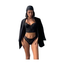 Onsekiz18shop Destekli Taşlı Tül Beyaz Parıltılı Çiçekli Beyaz Büstiyer Takım Siyah Onsekiz18shop Destekli Taşlı Tül Beyaz Parıltılı Çiçekli Beyaz Büstiyer Takım Siyah